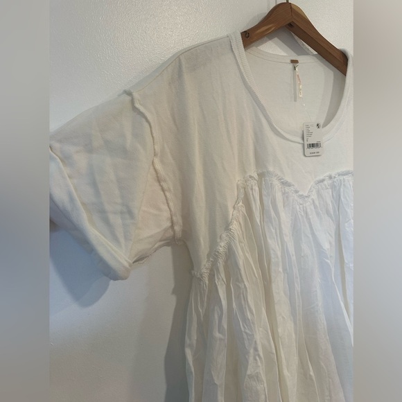 Free People NWT Catalina Smocked Round Collar Mini Dress Ivory Size Small - Picture 9 of 9